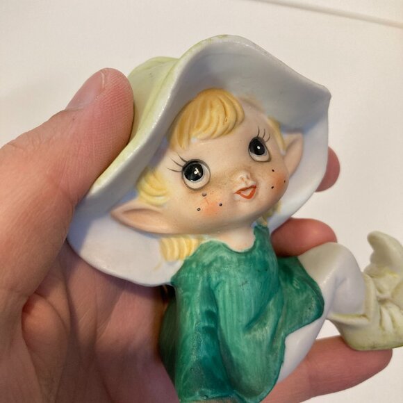 Homco Vintage Pixie Elves Elf Set of 2 Fairy Girls Figurine Taiwan Garden - Picture 8 of 14